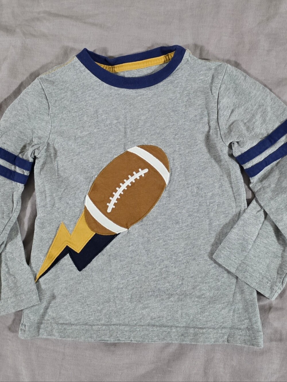 Gymboree Toddler Boys Long Sleeve Heather Gray Football Lightning T-Shirt 4T